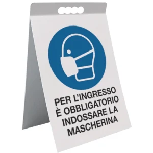 Cavalletto bifacciale in PVC Obbligo mascherina