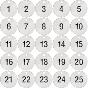 Piastrine per identificazione numerate da 1 a 25 colore bianco