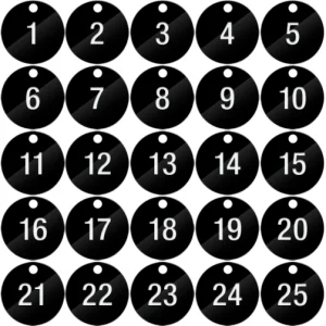 Piastrine per identificazione numerate da 1 a 25 colore nero