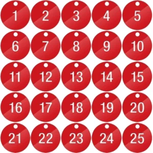 Piastrine per identificazione numerate da 1 a 25 colore rosso