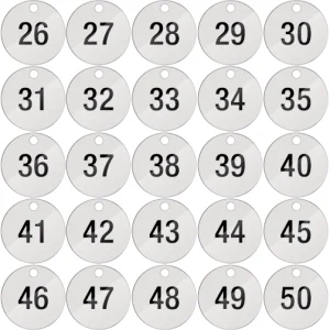Piastrine per identificazione numerate da 26 a 50 colore bianco
