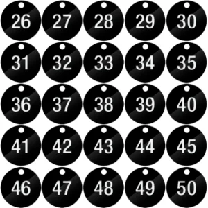 Piastrine per identificazione numerate da 26 a 50 colore nero
