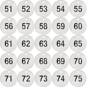 Piastrine per identificazione numerate da 51 a 75 colore bianco