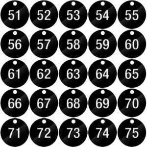 Piastrine per identificazione numerate da 51 a 75 colore nero