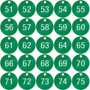 Piastrine per identificazione numerate da 51 a 75 colore verde