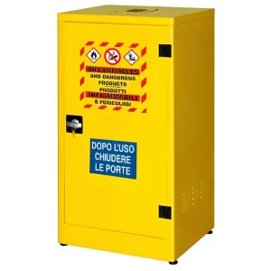 Armadio liquidi infiammabili componibile 2 ripiani con vasca di raccolta