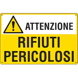 Cartello attenzione rifiuti pericolosi