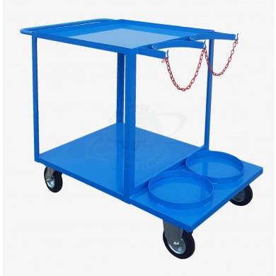 Carrello per saldatrice con porta bombole