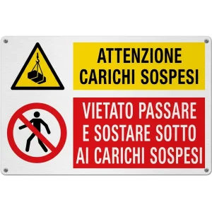 Cartello multisimbolo - Attenzione carichi sospesi - Non passare