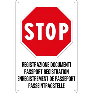 Cartello STOP registrazione documenti