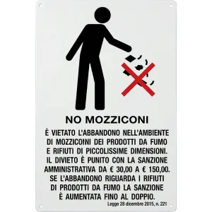 Cartello Vietato l'abbandono di mozziconi nell'ambiente